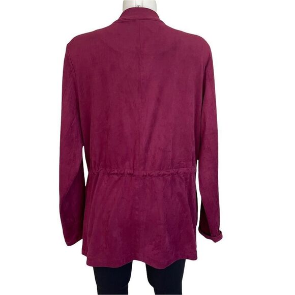 BLANK NYC MAGENTA OPEN FRONT “FELT LIKE “ Cardigan drawstring waist size large - Picture 5 of 11